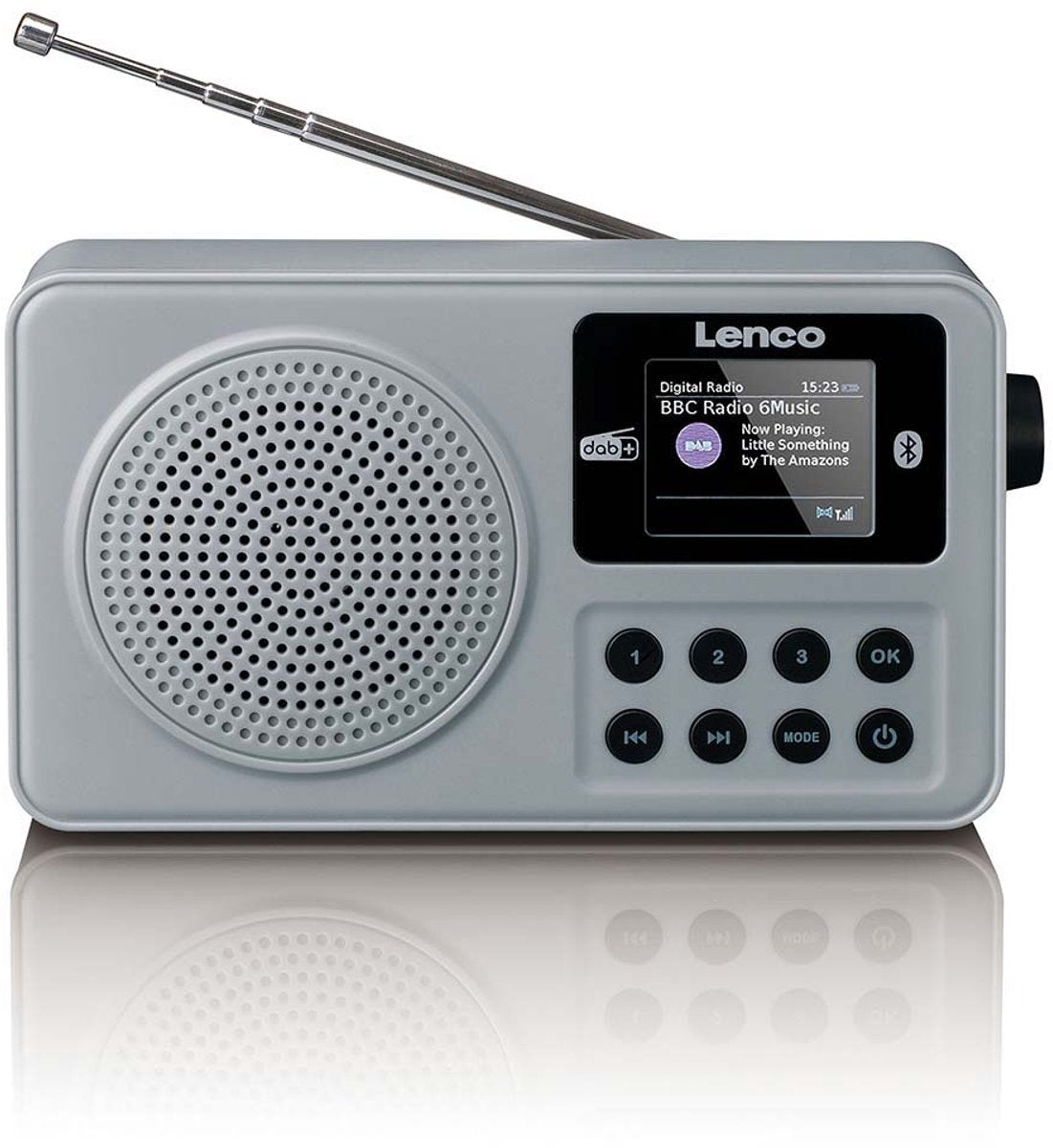 Lenco PDR-034GY – Tragbares DAB+/FM-Radio mit Bluetooth und wiederaufladbarem Akku – Grau