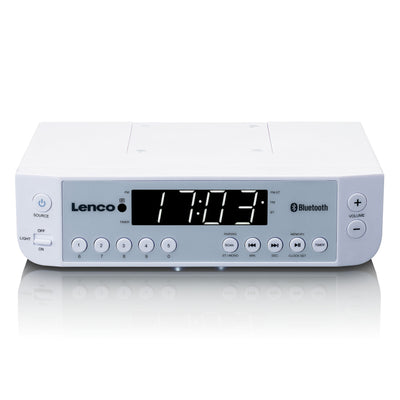 Lenco KCR-100WH - FM-Küchenradio mit Bluetooth®, LED-Beleuchtung und Timer - Weiß