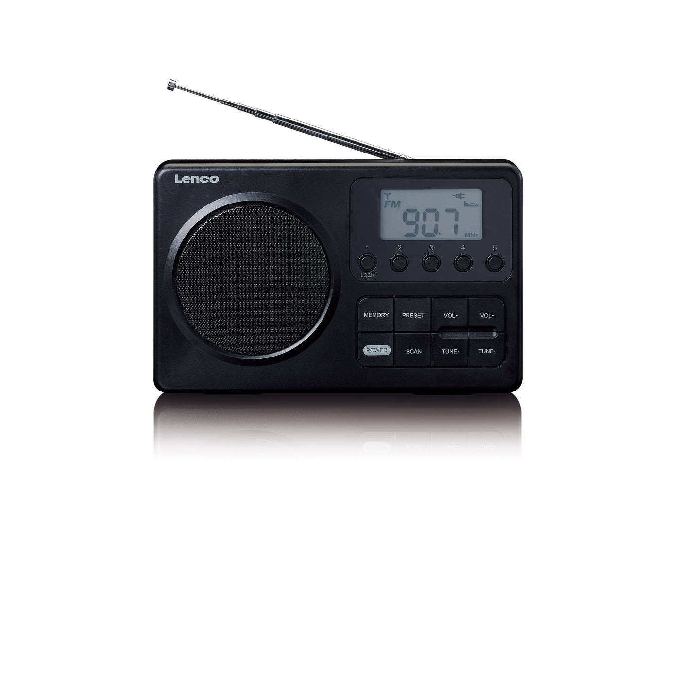 Lenco MPR-035BK - Kompaktes tragbares FM-Radio mit LCD-Bildschirm - Schwarz