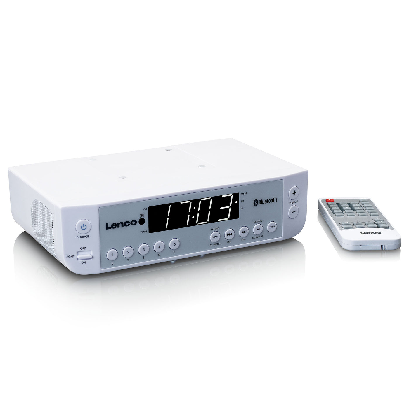 Lenco KCR-100WH - FM-Küchenradio mit Bluetooth®, LED-Beleuchtung und Timer - Weiß