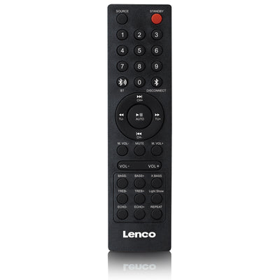 Lenco PA-200BK - PA-Anlage - 100 Watt RMS - Bluetooth® - Frontbeleuchtung - Fernbedienung
