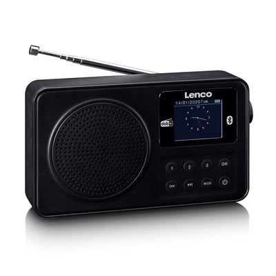 Lenco PDR-033BK - Tragbares DAB+/FM-Radio mit Bluetooth® und wiederaufladbarem Akku - Schwarz