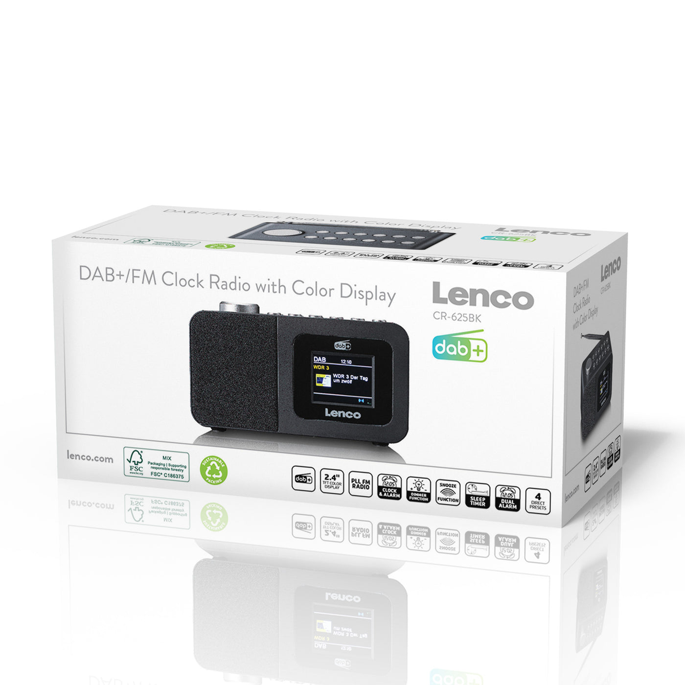 Lenco CR-625BK - DAB+/FM Radiowecker mit Farbdisplay, Sleeptimer und Doppelalarmfunktion - Schwarz