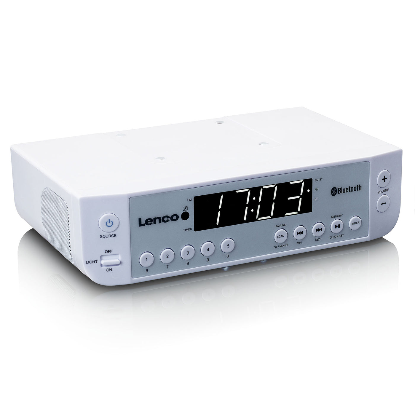 Lenco KCR-100WH - FM-Küchenradio mit Bluetooth®, LED-Beleuchtung und Timer - Weiß