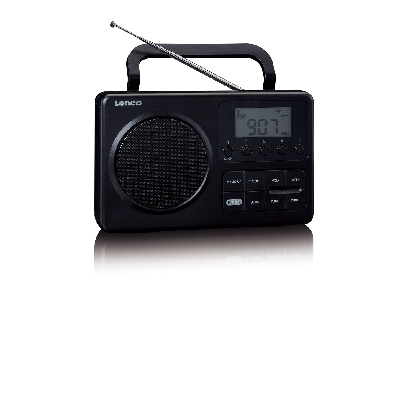 Lenco MPR-035BK - Kompaktes tragbares FM-Radio mit LCD-Bildschirm - Schwarz