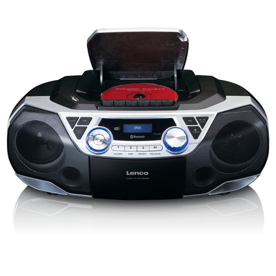 Lenco SCD-720SI - Tragbare XXL Boombox mit DAB+ / FM-Radio, Bluetooth®, CD-, USB- und Kasetten-Spieler - Silber
