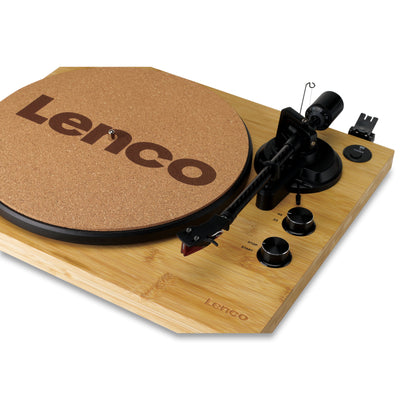 Lenco LBT-335BA - Plattenspieler mit Bluetooth®, Gehäuse aus echtem Bambus und Ortofon 2M Red Tonabnehmer