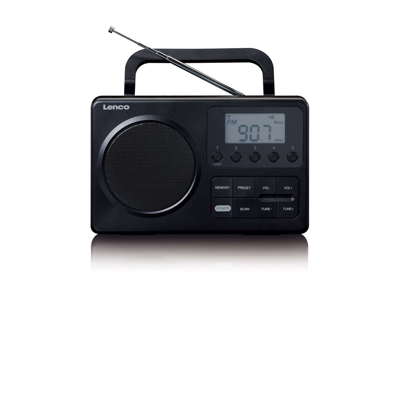 Lenco MPR-035BK - Kompaktes tragbares FM-Radio mit LCD-Bildschirm - Schwarz