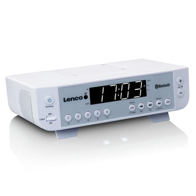 Lenco KCR-100WH - FM-Küchenradio mit Bluetooth®, LED-Beleuchtung und Timer - Weiß