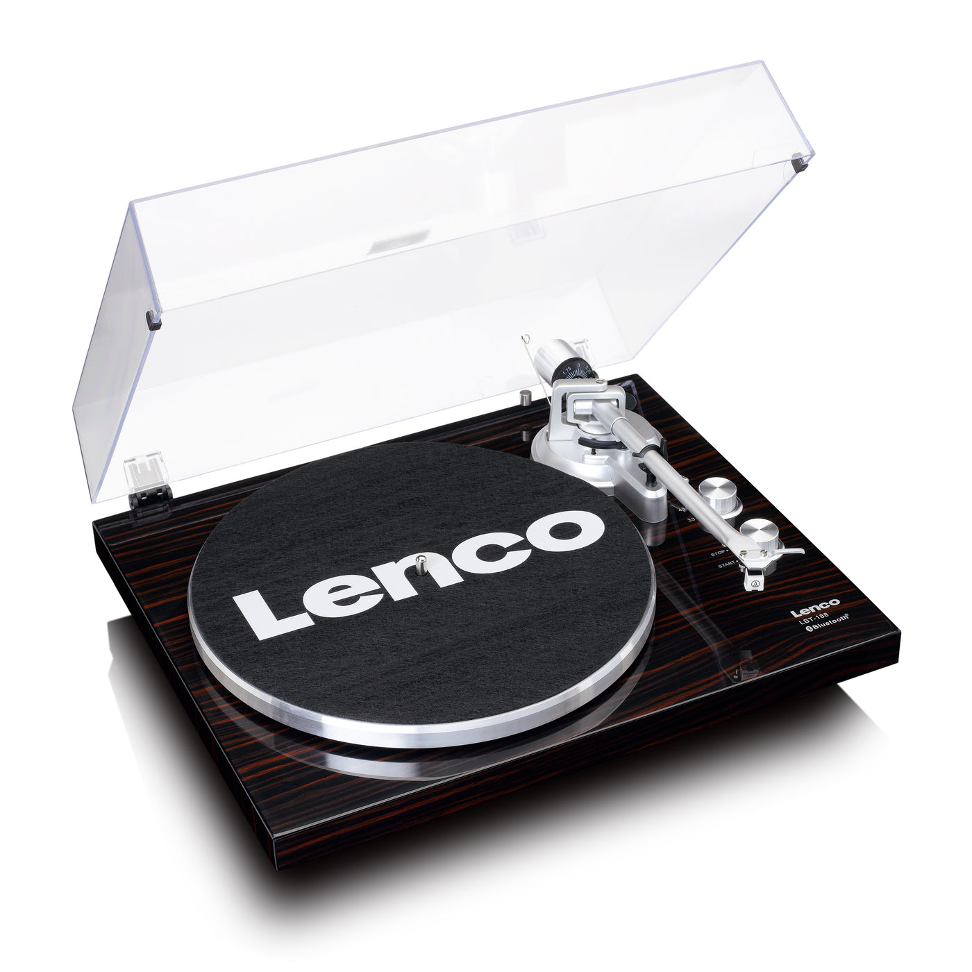 Lenco LBT-188WA - Plattenspieler mit Riemenantrieb, Bluetooth® und Anti-Skating, dunkelbraun