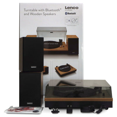 Lenco LS-300WD - Bluetooth® Plattenspieler mit zwei externen Lautsprechern und 2 x 10 Watt RMS, holz