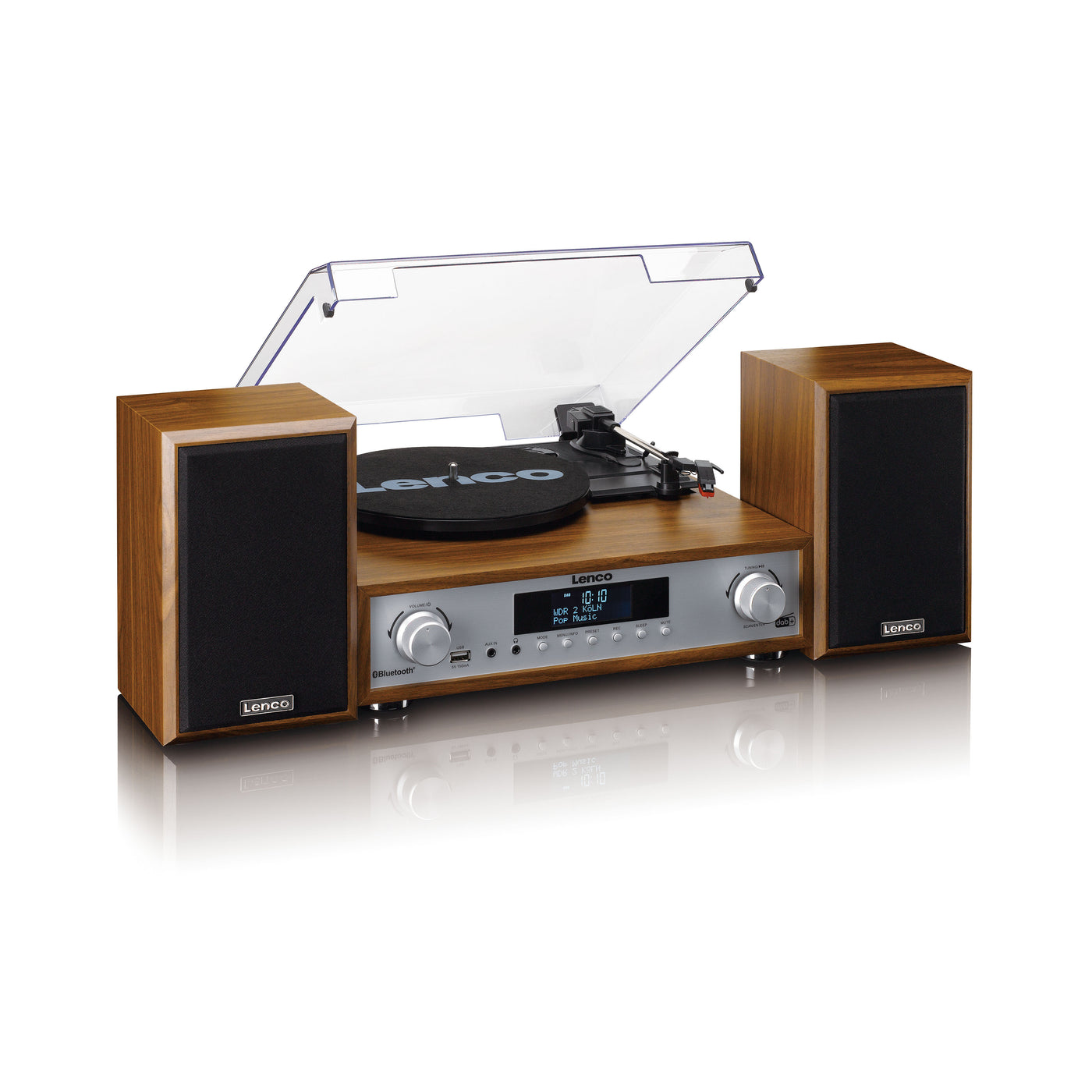 Lenco MC-160WD - HiFi Stereoanlage mit Plattenspieler, DAB+/FM-Radio und Bluetooth® - Holz