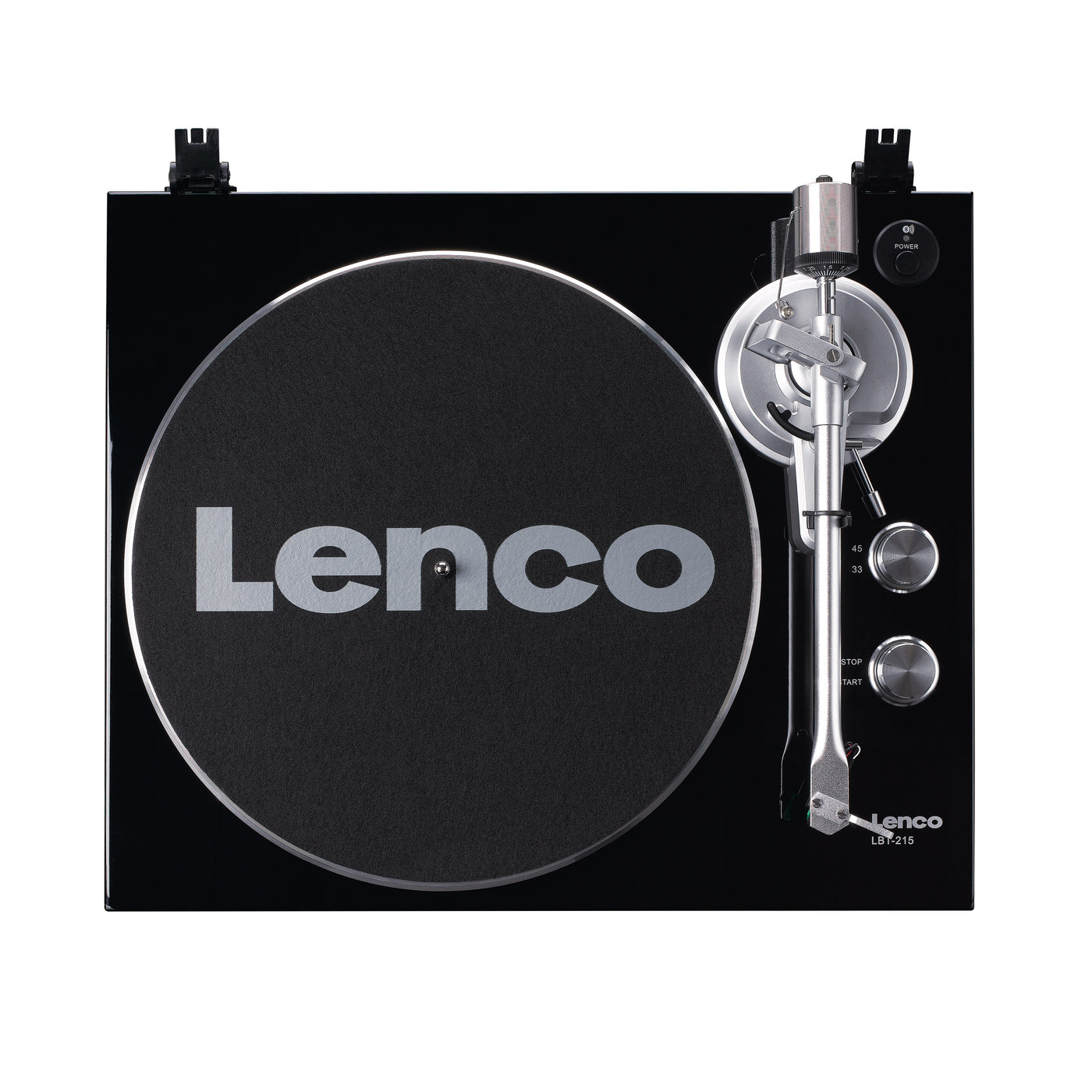 Lenco LBT-215BK - Plattenspieler mit Bluetooth®, Metall-Plattenteller, Tonarm und Gegengewicht - Exklusive Piano Black Farbe