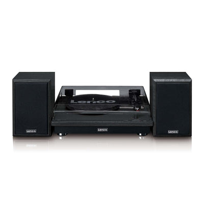 Lenco LS-100BK - Plattenspieler mit Bluetooth® Empfang und zwei externen Lautsprechern - Schwarz