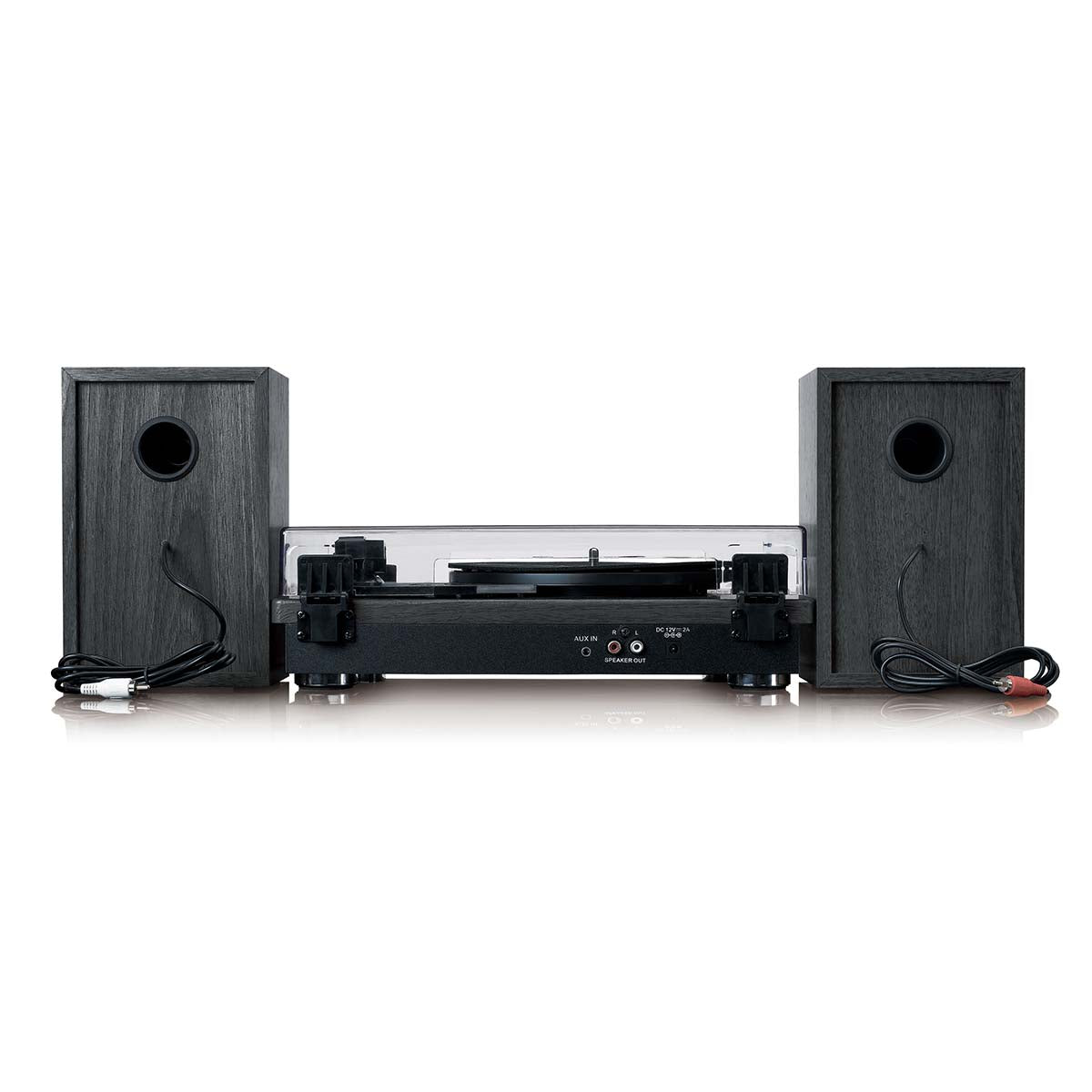 Lenco LS-100BK - Plattenspieler mit Bluetooth® Empfang und zwei externen Lautsprechern - Schwarz