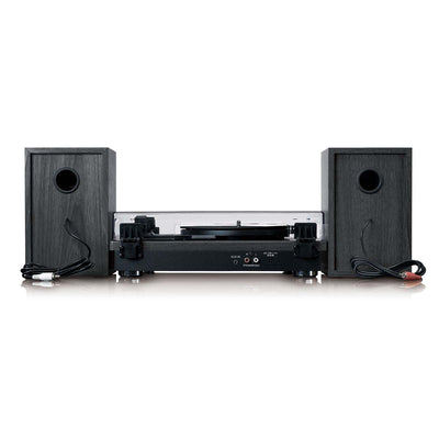 Lenco LS-100BK - Plattenspieler mit Bluetooth® Empfang und zwei externen Lautsprechern - Schwarz