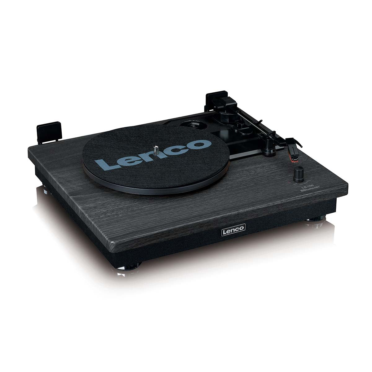 Lenco LS-100BK - Plattenspieler mit Bluetooth® Empfang und zwei externen Lautsprechern - Schwarz
