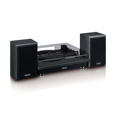 Lenco LS-100BK - Plattenspieler mit Bluetooth® Empfang und zwei externen Lautsprechern - Schwarz