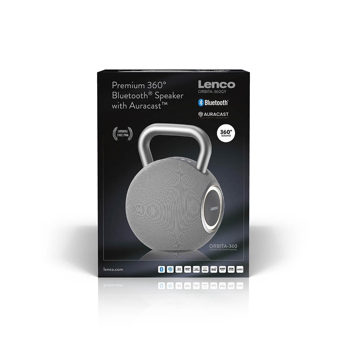 LENCO ORBITA-360 – 360°-Bluetooth-Lautsprecher mit Auracast®