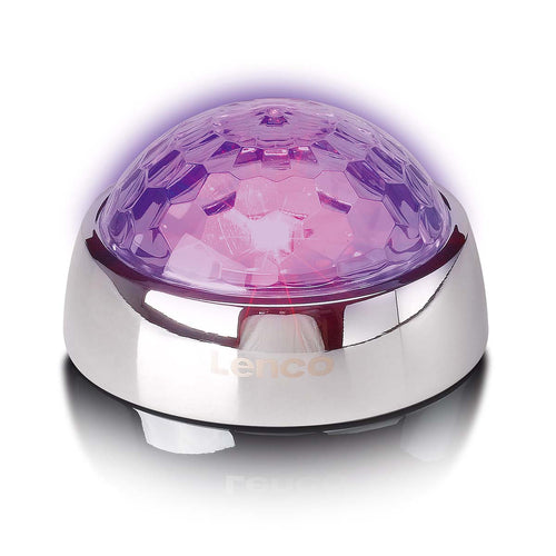 Lenco TTA-080SI – Plattenspieler stabilisator mit RGB-Lichteffekten – Schalplattengewicht 250 g und Diskokugel in einem – Silber