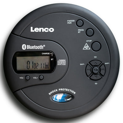 Lenco CD-300BK - Tragbarer Bluetooth® CD-MP3-Player mit Anti-Shock - Schwarz