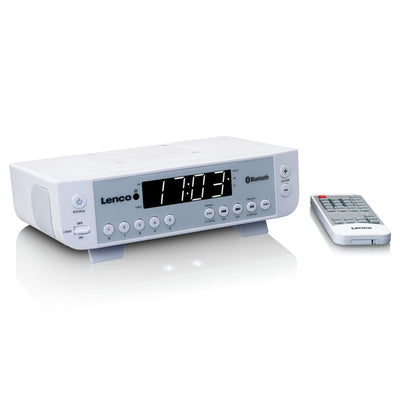 Lenco KCR-100WH - FM-Küchenradio mit Bluetooth®, LED-Beleuchtung und Timer - Weiß