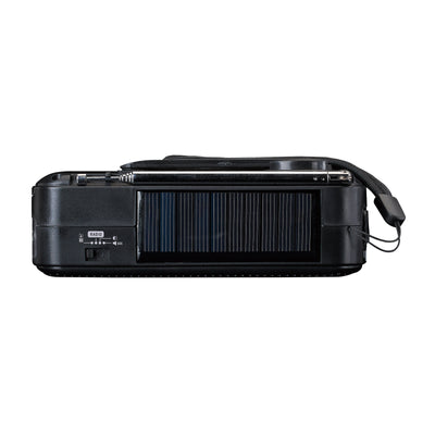 Lenco MCR-113BK - Tragbares Notfall Kurbelradio mit Aufziehfunktion, Taschenlampe und Powerbank in einem - Schwarz