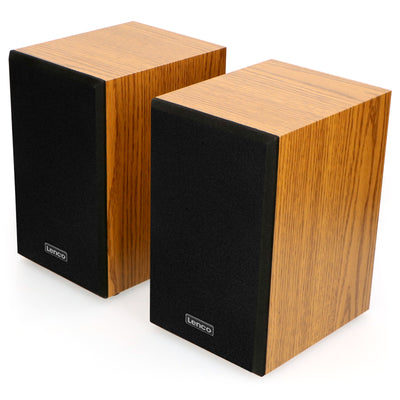 Lenco LS-300WD - Bluetooth® Plattenspieler mit zwei externen Lautsprechern und 2 x 10 Watt RMS, holz