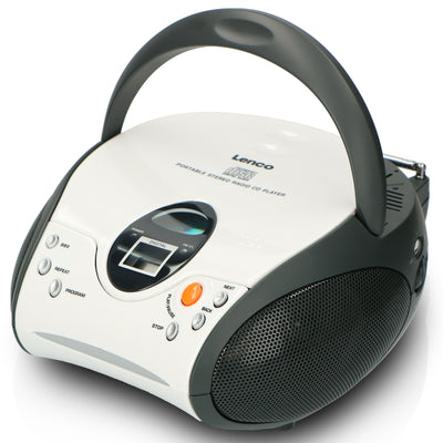 Lenco SCD-24 white - Tragbares FM-Radio mit CD-Player - Kopfhöreranschluß - Weiß