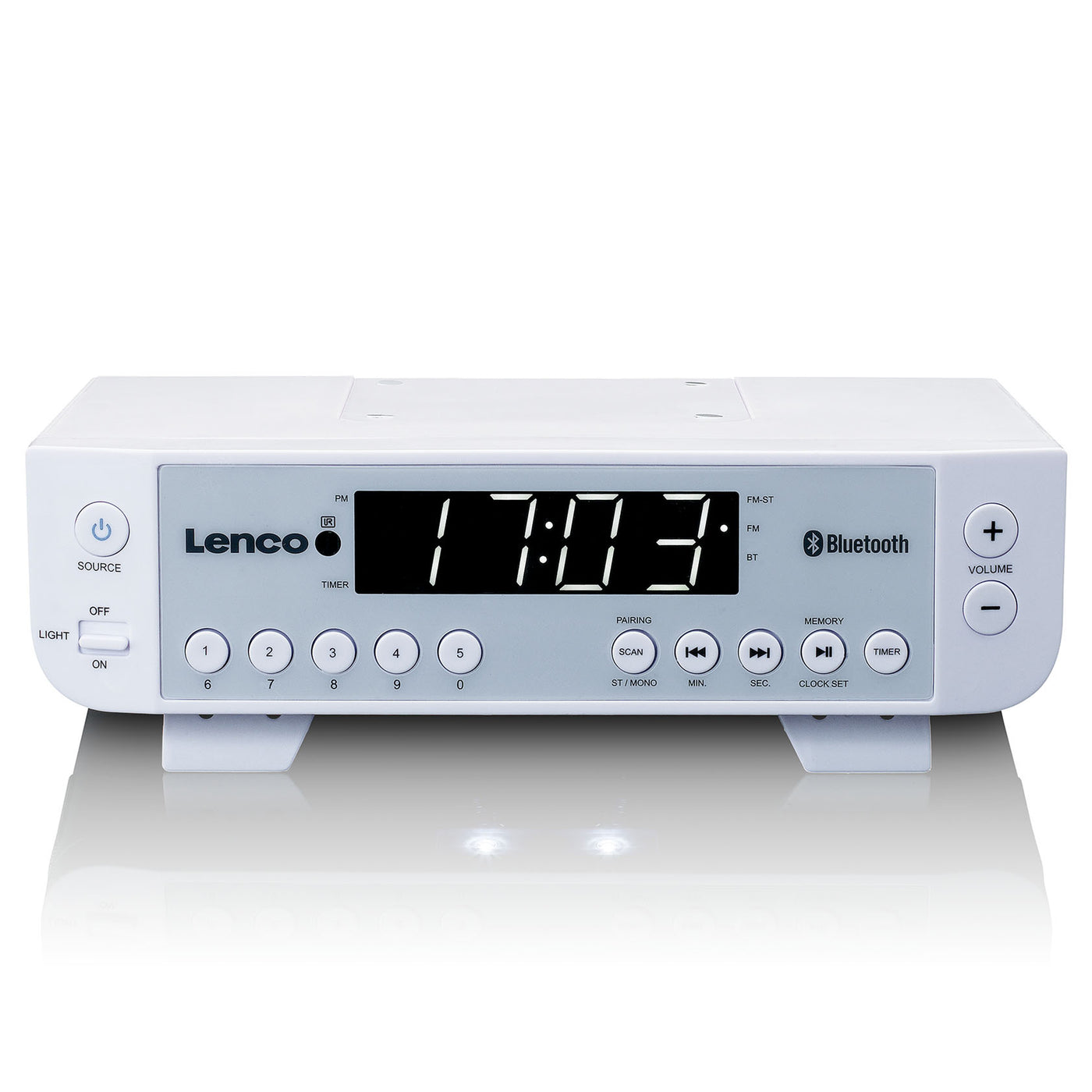 Lenco KCR-100WH - FM-Küchenradio mit Bluetooth®, LED-Beleuchtung und Timer - Weiß