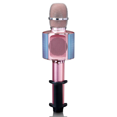 Lenco BMC-180PK - Karaoke Mikrofon mit Bluetooth® - 5 Watt RMS Lautsprecher - Integrierter Akku - Lichteffekte - Handyhalter - USB/SD - Rosa