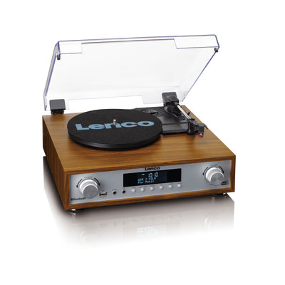 Lenco MC-160WD - HiFi Stereoanlage mit Plattenspieler, DAB+/FM-Radio und Bluetooth® - Holz