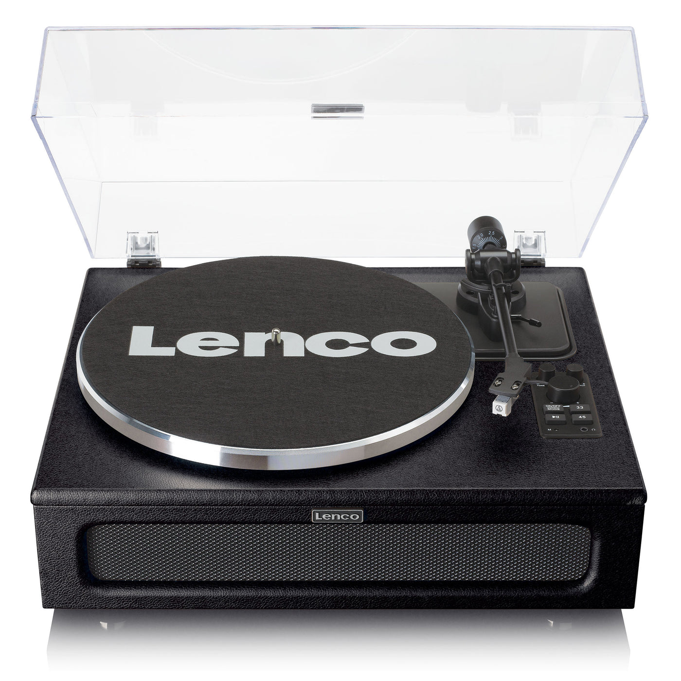 Lenco LS-430BK - Plattenspieler mit 4 eingebauten Lautsprechern - 40 Watt RMS - Bluetooth® - Kunstleder Schwarz