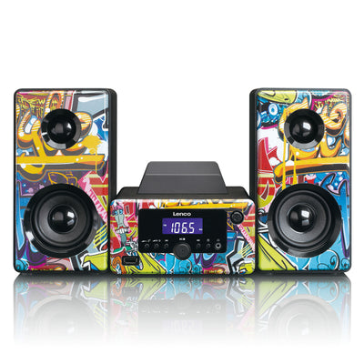 Lenco MC-020 Tags - Mikro-Stereoanlage mit FM-Radio, Bluetooth®, USB und AUX-Eingang - Tags