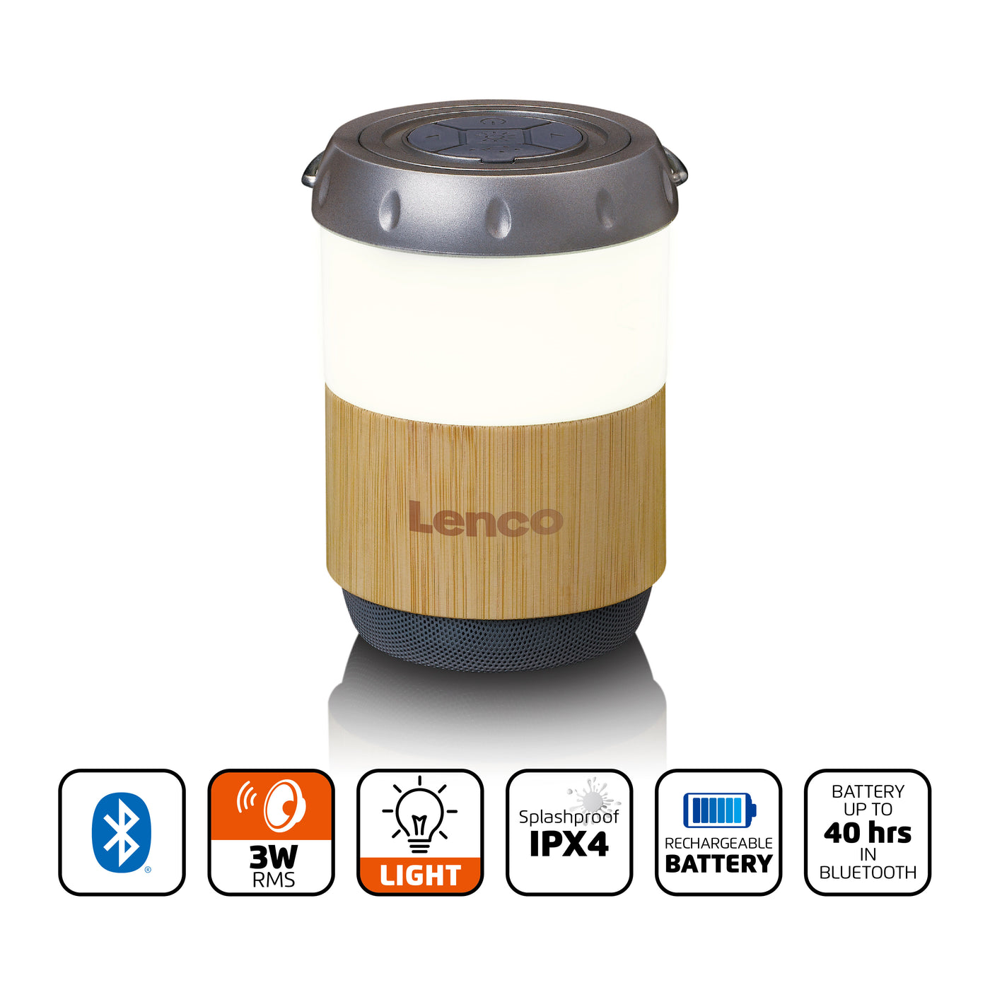 Lenco BTL-030BA - LED-Laterne mit IPX4 und integriertem 3W Bluetooth®-Lautsprecher