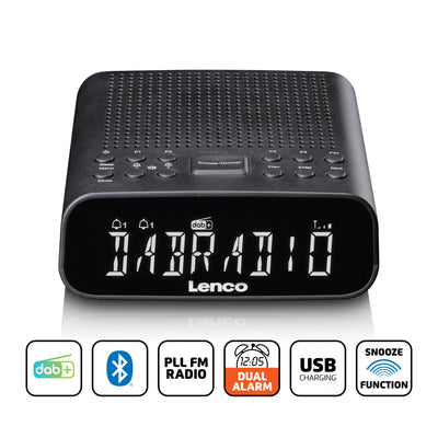 Lenco CR-606BK - Radiowecker mit DAB+/UKW, Bluetooth® und großem dimmbarem LCD-Display - Schwarz