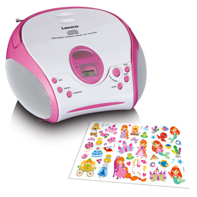 Lenco SCD-24PK kids - Tragbares FM-Radio mit CD-Player - Kopfhöreranschluß - Pink