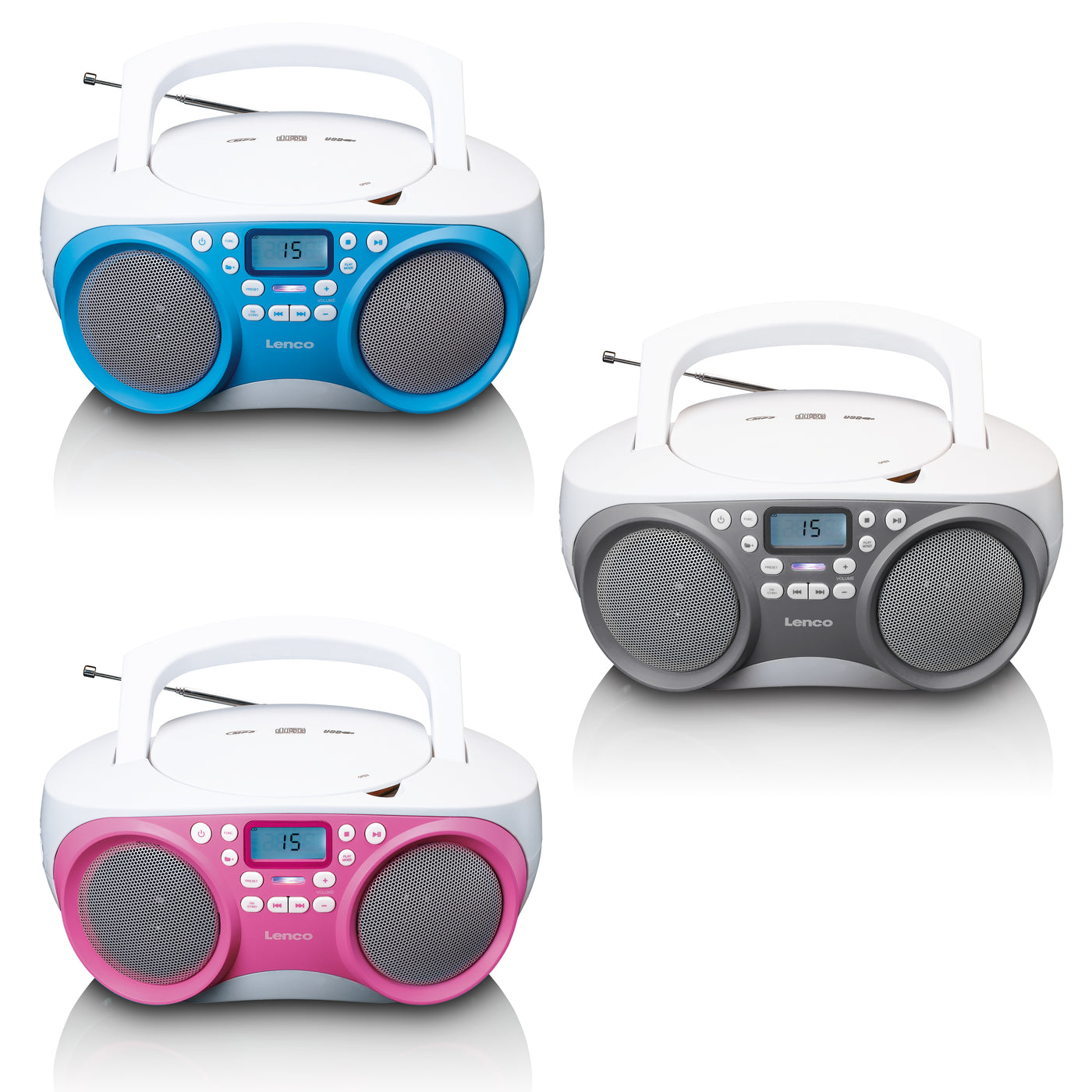 Lenco SCD-301GY - Tragbares FM-Radio CD/MP3/USB-Player - Grau