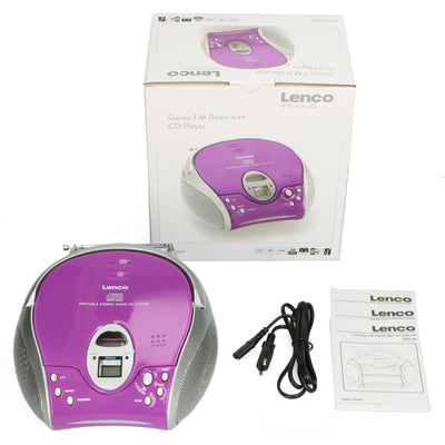 Lenco SCD-24 Purple - Tragbares FM-Radio mit CD-Player - Kopfhöreranschluß - Lila