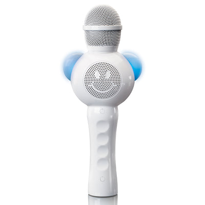 Lenco BMC-060WH - Karaoke-Mikrofon mit Bluetooth®, SD-Slot, Beleuchtung, Aux-Ausgang- Weiß