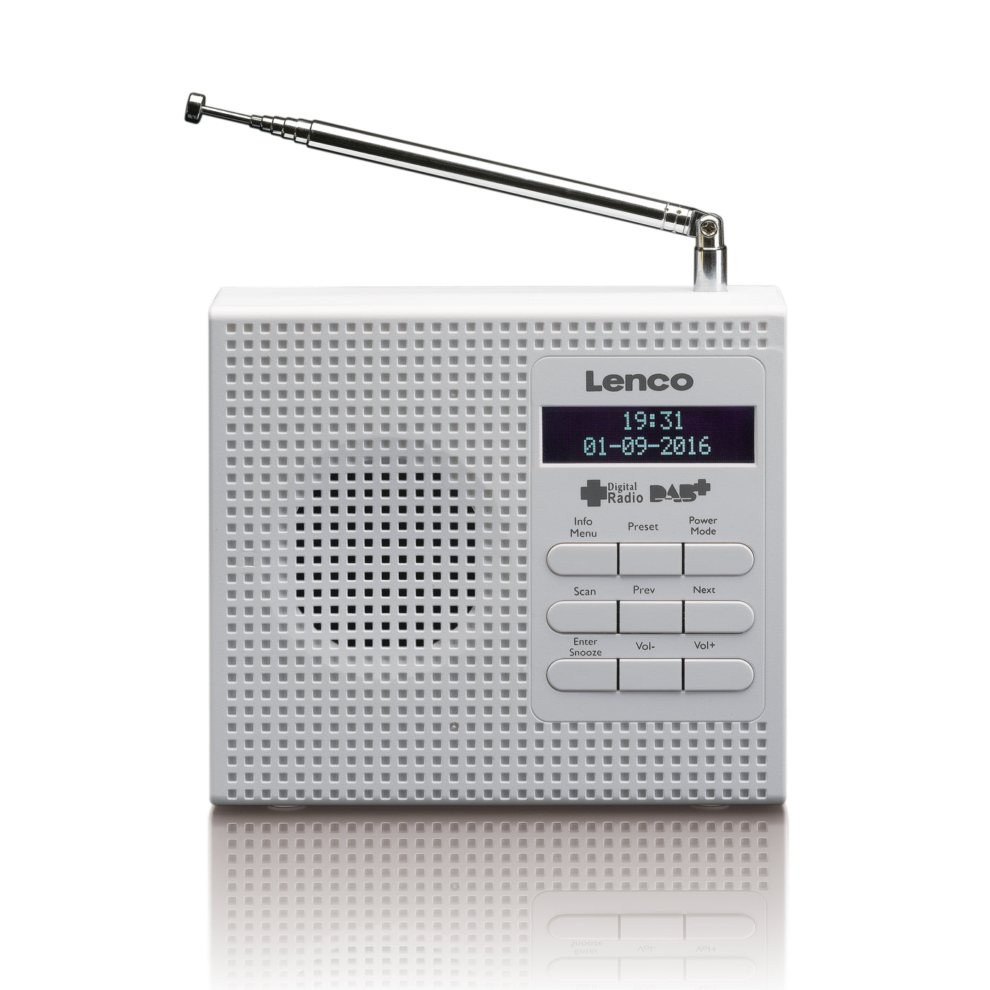 Lenco PDR-020WH - Tragbares Radio DAB+ FM-Radio mit Weckfunktion - Weiß